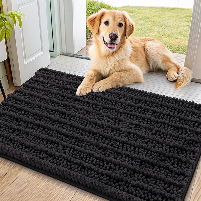 Smiry Dog Door Mat for Muddy Paws 32x21, Absorbent Dirt Trapper, Non-Slip