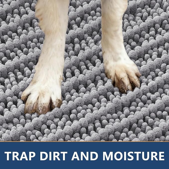 Smiry Dog Door Mat for Muddy Paws 44x24, Absorbent Dirt Trapper, Non-Slip