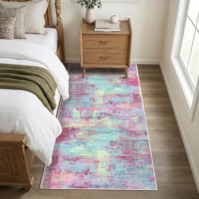 IOHOUZE Abstract Runner Rug 3x7 Ft Washable Runners