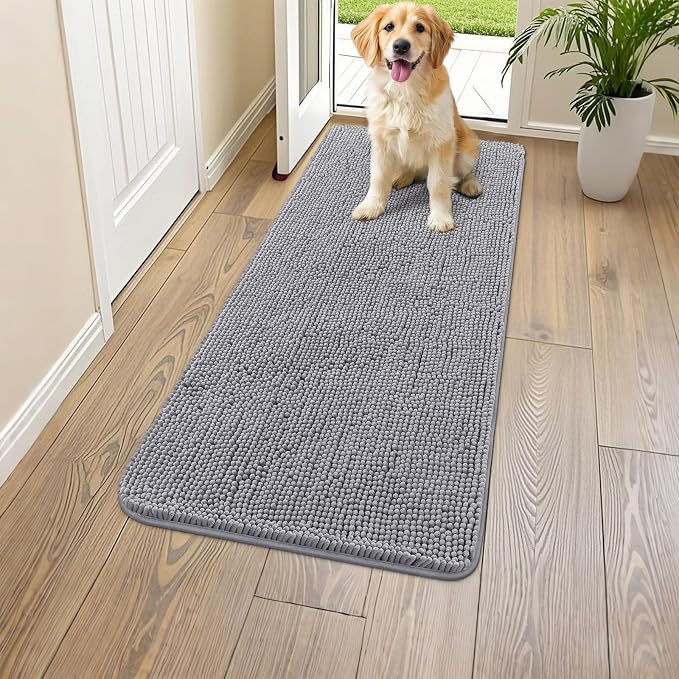 Smiry Dog Door Mat for Muddy Paws 47x17, Absorbent Dirt Trapper, Non-Slip