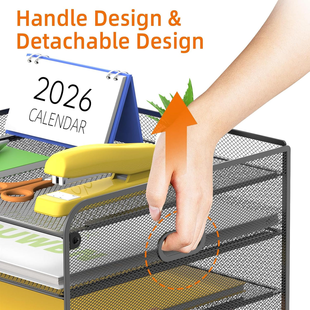 SUPEASY Mesh Desk Organizer with File Holder, 5-Tier Paper Letter Tray Organizer with Magazine Holder, Desktop Organizer and Storage with Drawer for Office Supplies Home or School (Black)
