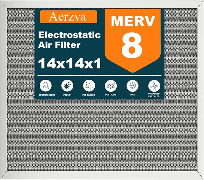 14x14x1 Reusable Air Filter, MERV 8, Permanent Electrostatic Air Filter