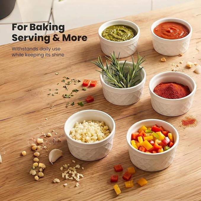 8 oz Ramekins, Suitable for Use in the Oven and Dishwasher | The stackable