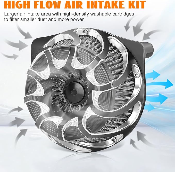 High Flow Air Cleaner Intake Filter System Kit Air Filters Cover Drift Style