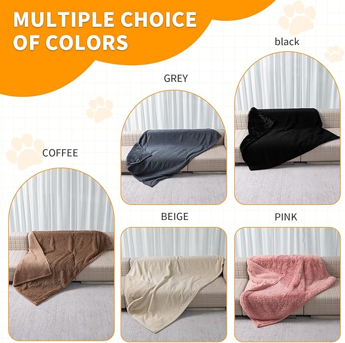Pink Fluffy Long Faux Fur Pet Throw Blankets for Dogs Waterproof Pet Blanket for Puppy Cats Couch Protector Mat Love Bed Cover Washable(Pink,S)