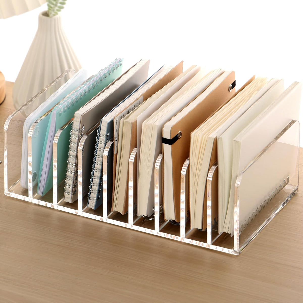 SANRUI Clear Desk Mail Organizer, 9 Slot Acrylic Office Document Sorter