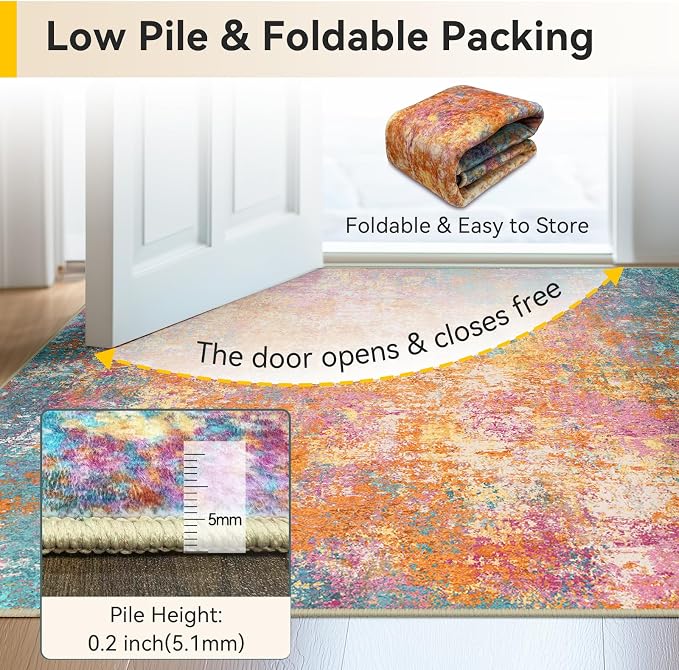 RELEANY Washable Area Rugs 6'x9' Non-Slip Modern Abstract Soft