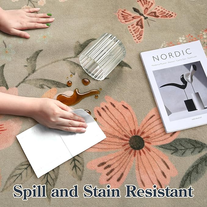 Lahome Floral Hallway Runner Rug Non Slip, Kitchen Runner Stain Resistan Carpet
