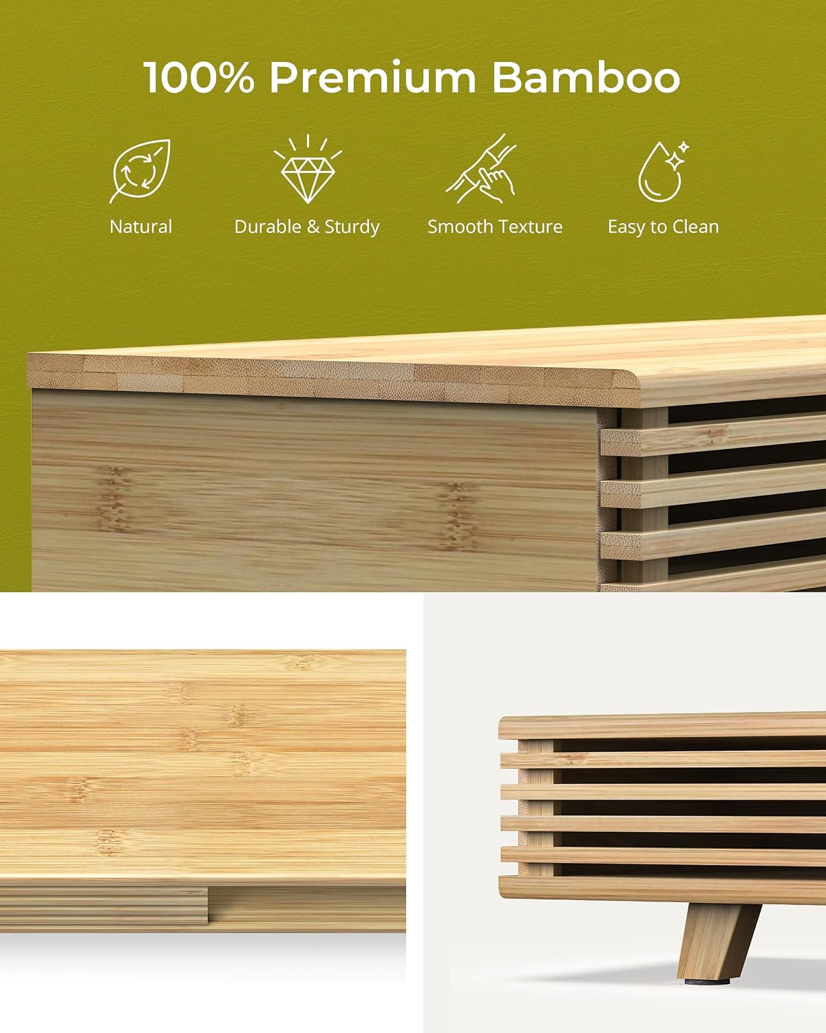 Computer Monitor Stand with Sliding Door,42 Inch,Bamboo