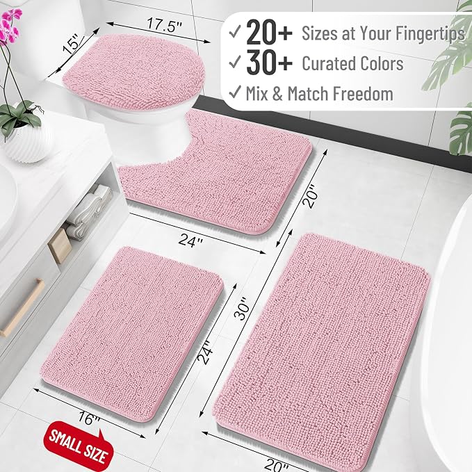 OLANLY Bathroom Runner Rugs 47x24, Soft Absorbent Chenille Bath Rugs, Rubber
