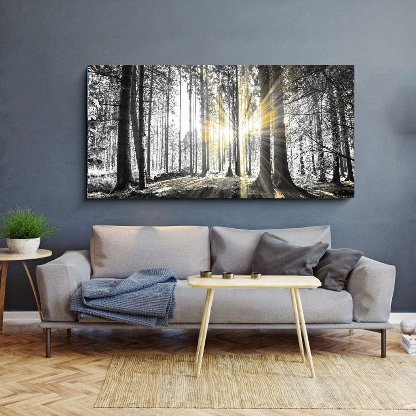 Yxbhhym-Bedroom Wall Art Decor for Living Room Large Canvas Prints Art Black and White Forest Wall Art Trees Picture Landscape Artwork for Wall Nature Scenery Poster Painting Office Decorations
