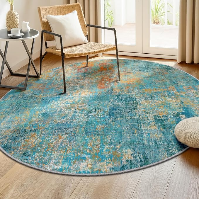 RELEANY Washable Area Rugs 8ft Non-Slip Modern Abstract Soft