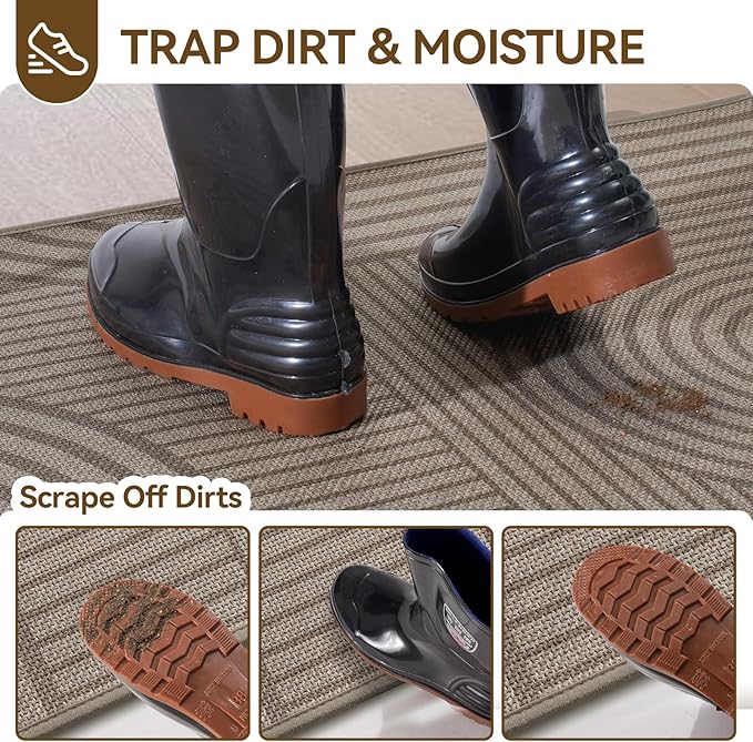 Front Door Mat 24''x35'', Absorbent Dirt Resist Washable Non Slip Low-Profile