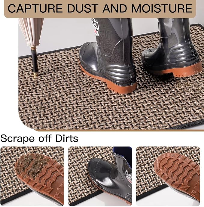 YDKGL Door Mat Entrance 24x35, Dirt Resistant and Absorbent, Non-Slip Rubber
