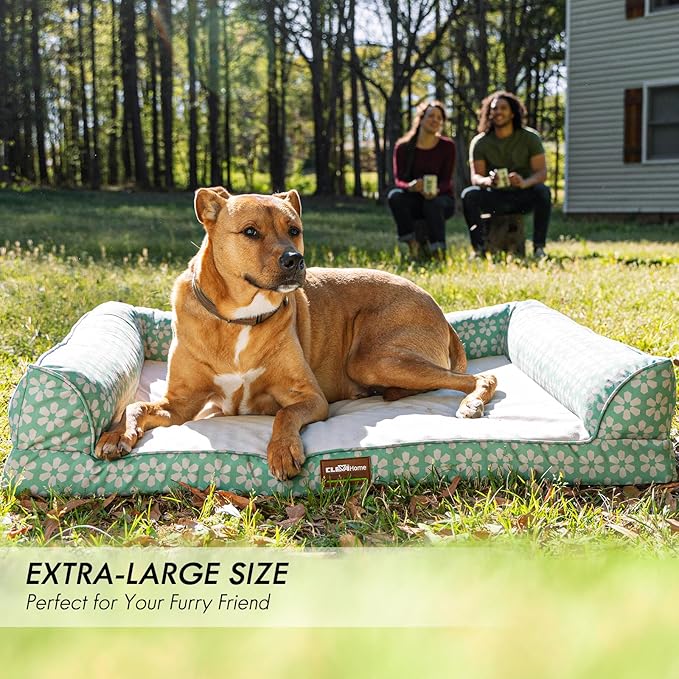 ClevaHome Comfort Orthopedic Dog Bed for Large Dogs - Waterproof Sofa Bed with Removable Bolsters & Washable Cover & Nonslip Bottom, Egg Foam Dog Sofa with Enhanced Head and Neck Support