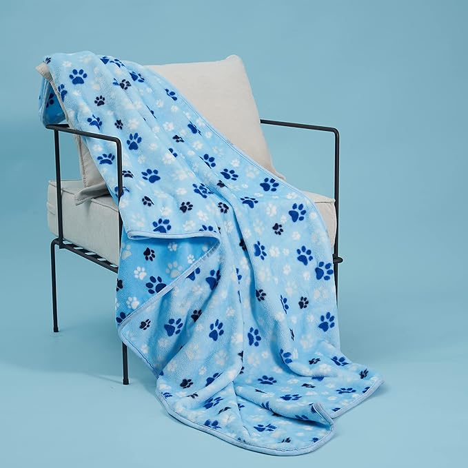 Allisandro Luxurious Dog Blanket, Extra Softness 350 GSM Flannel Fleece Pet Throw for Small Medium and Large Dogs Puppies and Cats, Blue, 40 × 32 Inches