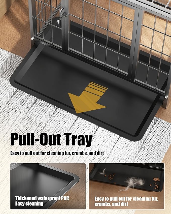 27 Inch Dog Crate, Escape Proof Dog Cage with Dual Door Lock, Removable Tray for Easy Cleaning, Dog Kennel Indoor Outdoor Use