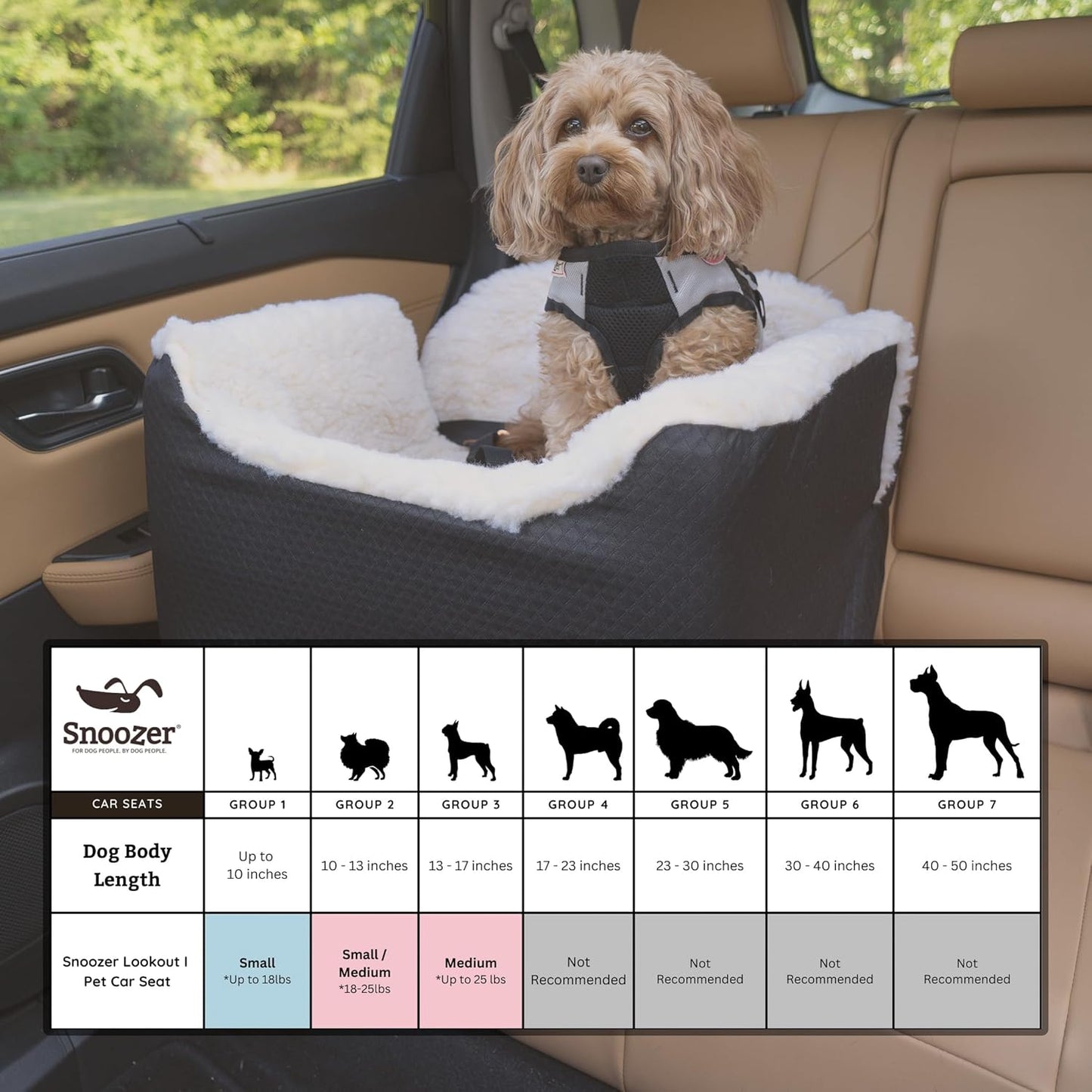Snoozer Small Luxury Lookout Car Seat, Black and Herringbone
