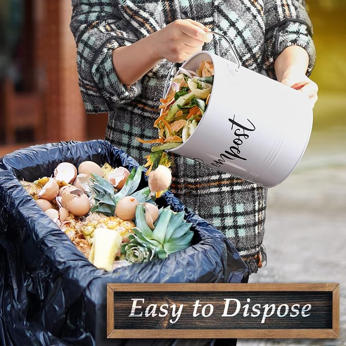 Compost Bin Kitchen, 1.3 Gallon Farmhouse Kitchen Compost Bin Countertop