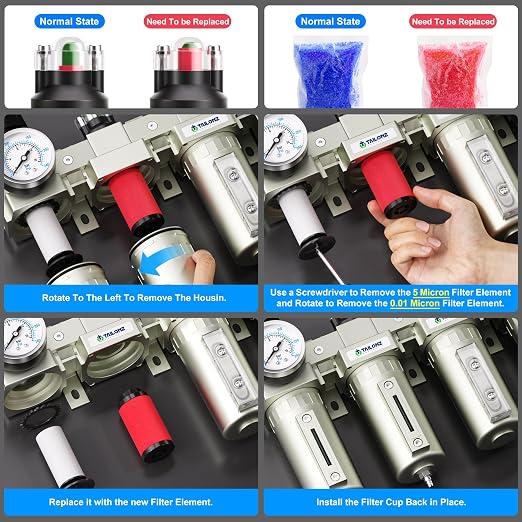 TAILONZ PNEUMATIC 0-240PSI 1/2 Inch NPT Industrial Grade 4 Stage Air Drying