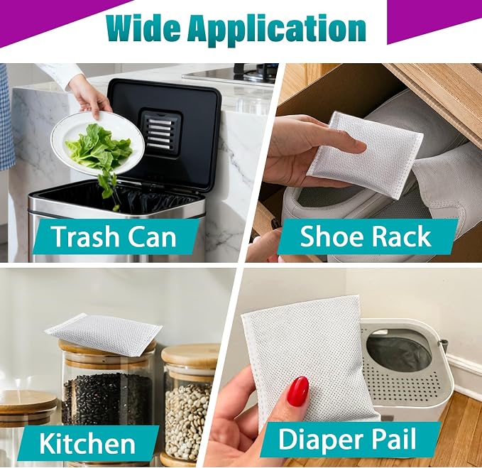 16 Pcs Activated Charcoal Odor Absorbing Filter Refills, Compatible