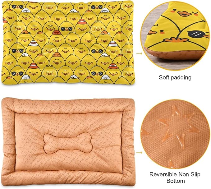 Cute Funny Ducks Pet Bed Cute Dog Bed Mat Absorbing Non Slip Pad Pet Sleeping Mat for Small, Medium, and Large Dogs Puppy Cat 24 in x 18 in