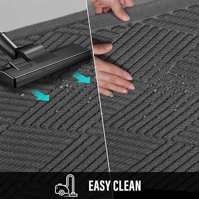 HIYARD Sturdy Front Door Mat, Absorbent Muddy Dirt Resist Welcome Door Mats