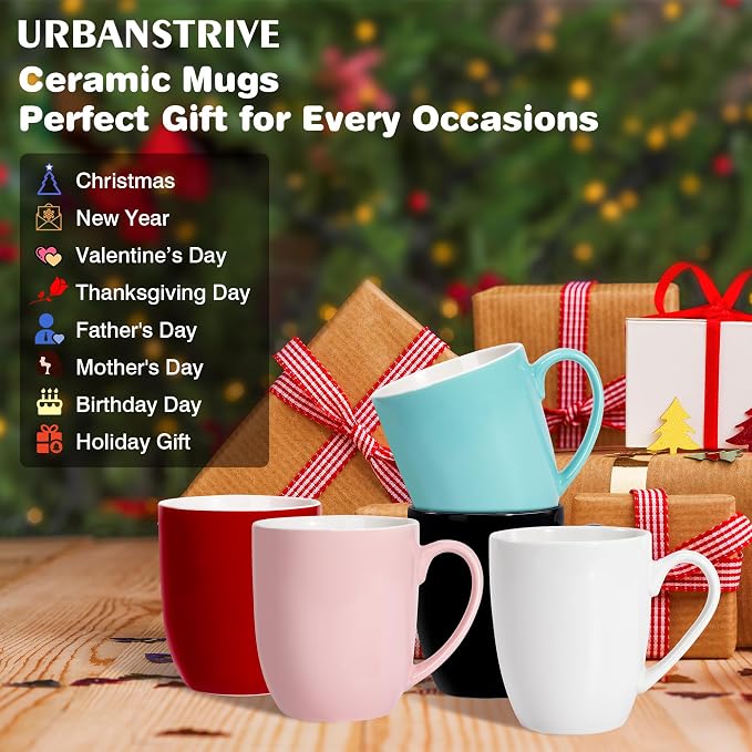 Urbanstrive 16 oz Large Coffee Mugs Set of 4 Ceramic Coffee Mug White Coffee