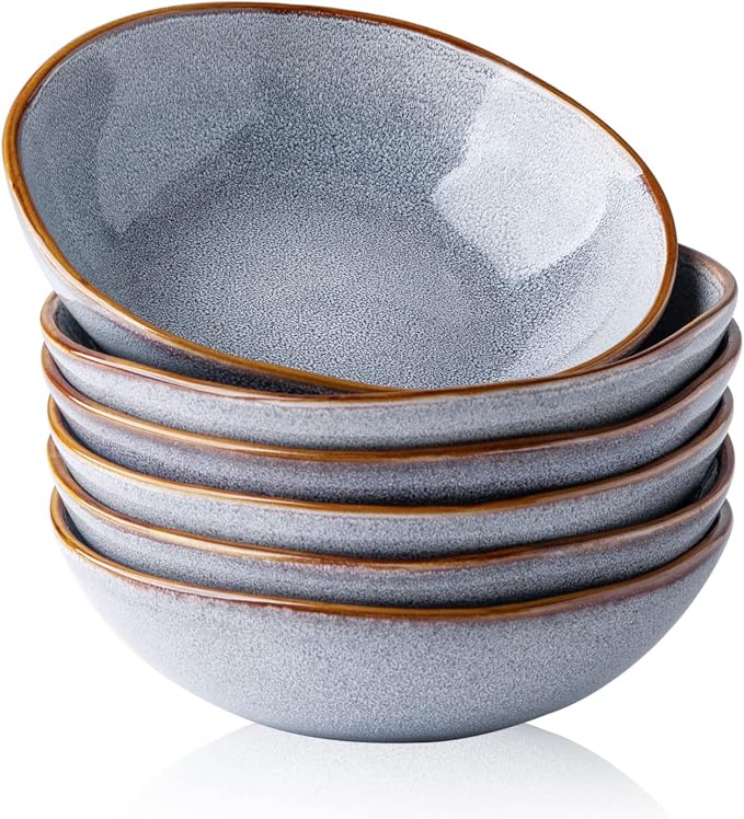 AmorArc Ceramic Cereal Bowls Set of 6, 24 oz Handmade Stoneware Bowls Set
