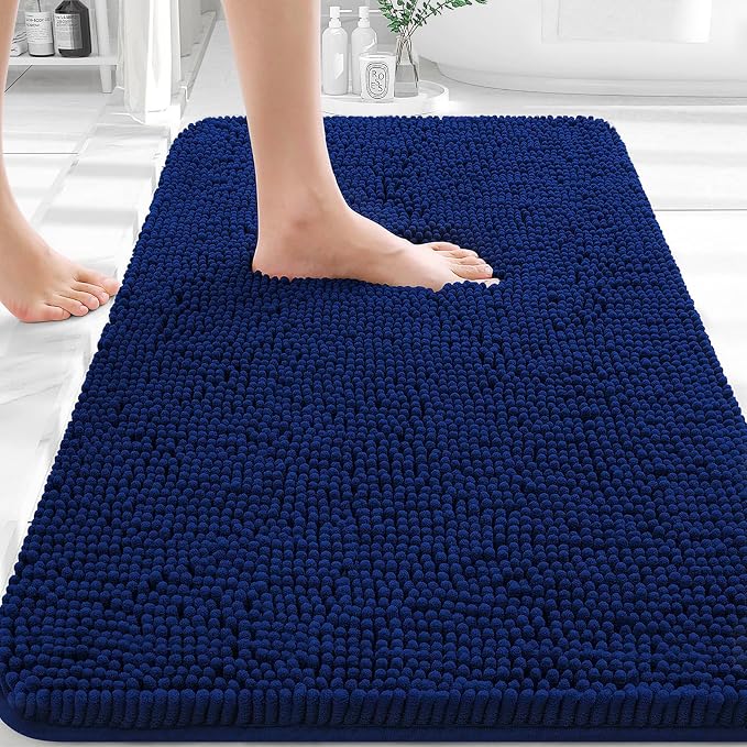 OLANLY Bathroom Rugs 32x20, Extra Soft Absorbent Chenille Bath Rugs, Rubber