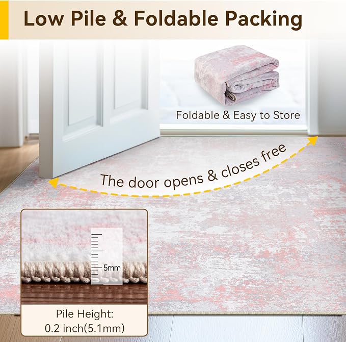 RELEANY Washable Area Rugs 2'x3' Non-Slip Modern Abstract Soft