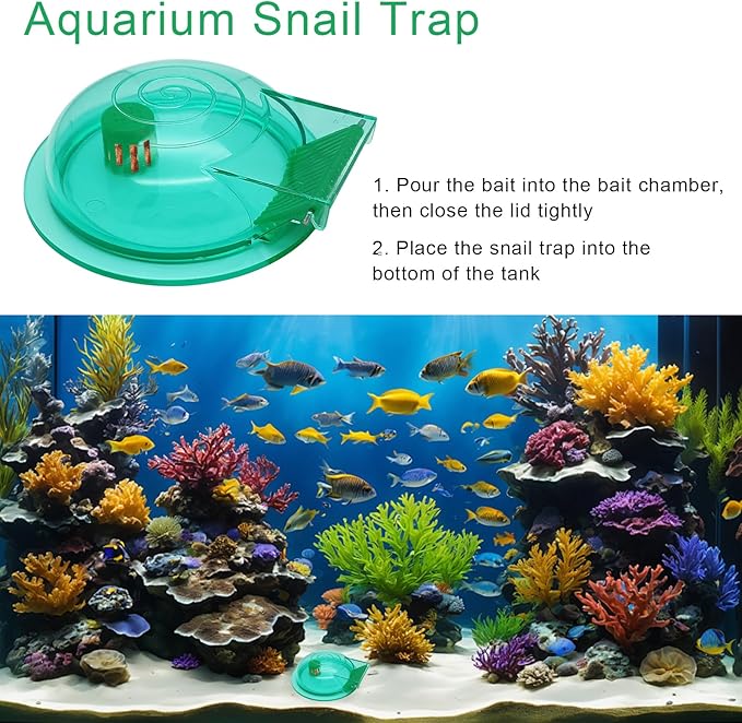 Aquarium Snail Trap, Plastic Snail Catcher for Freshwater Fish Tank Green Snail Catch Box Snail Removal Supplies Aquarium Cleaning Spare Parts Accessories
