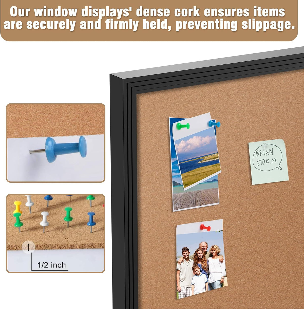 Mifuro 48"x30" Enclosed Bulletin Board, Outdoor Lockable Weather-Resistant Aluminum Cork Noticeboard for School & Office, Black Frame w/Cork