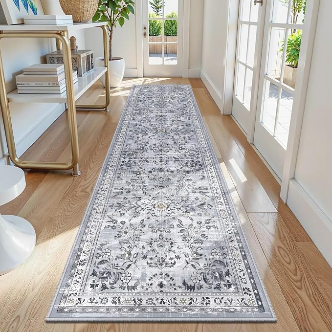 Yamaziot Washable Runner Rug 2x8 – Non Slip Boho Floral Hallway Runner Rug