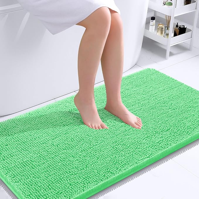 OLANLY Bathroom Runner Rugs 44x24, Soft Absorbent Chenille Bath Rugs, Rubber