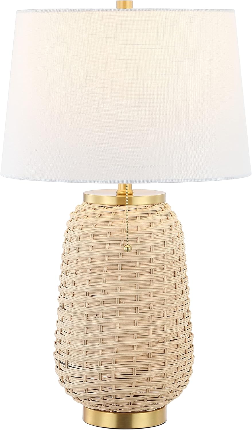 JONATHAN Y Chakrii Table Lamp 25" Pull Chain, Brass Gold/Light Brown