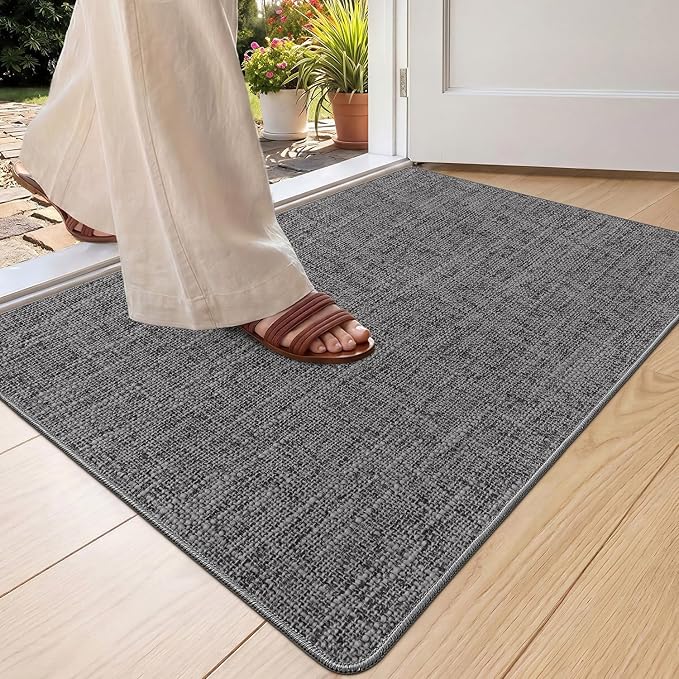 Color&Geometry Ultra Thin Indoor Door Mat 24"x36", Non Slip Rubber Backed Dirt