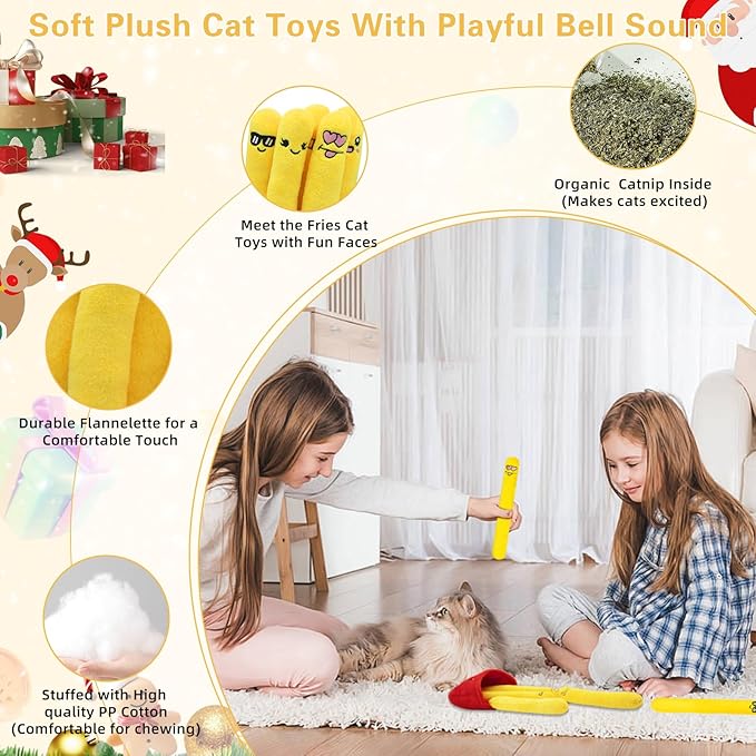 6 Pack Catnip Toys for Cats, Funny Cat Kicker Toys Filled with Organic Catnip, Interactive Kitten Teething Chew for Indoor Kitty Birthday