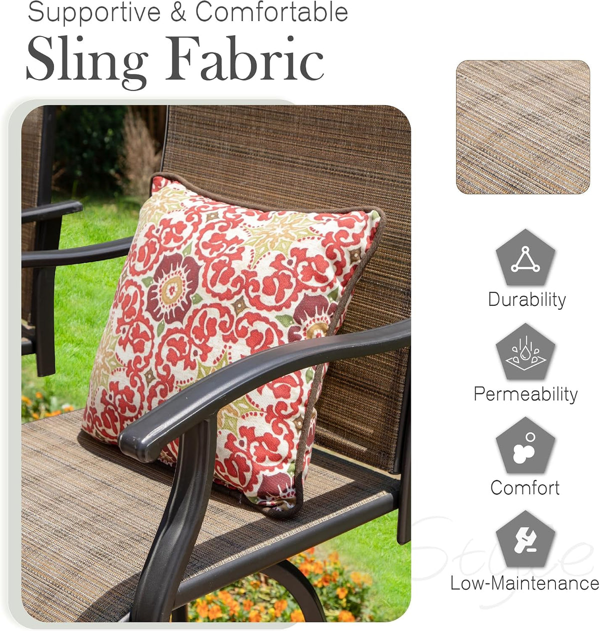 Sophia & William Swivel Outdoor Bar Stools Set of 2, Brown, 30 Inches