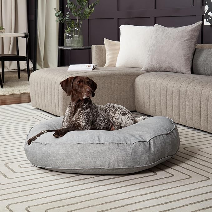 Gordie Round Indoor/Outdoor Pillow Style Dog Bed, Cement, Large