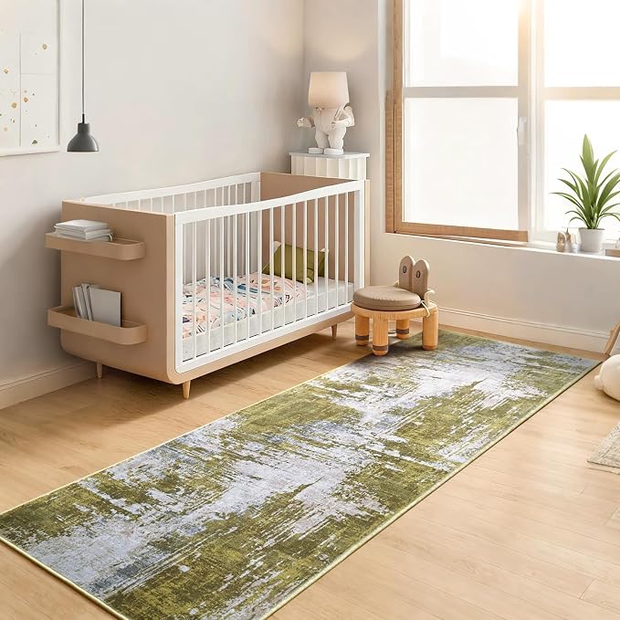 2x6 Sage Green Rug Runners for Hallways Kitchen Runner Rug Non Slip Washable