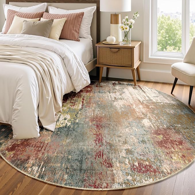 RELEANY Washable Area Rugs 6ft Non-Slip Modern Abstract Soft