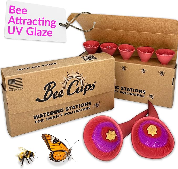 5 Pack, Bee Watering Station, 100% Handmade Porcelain, Bee and Butterfly Feeder