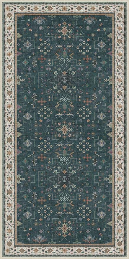 Dark Green Oushak 3x6 Kitchen Rug