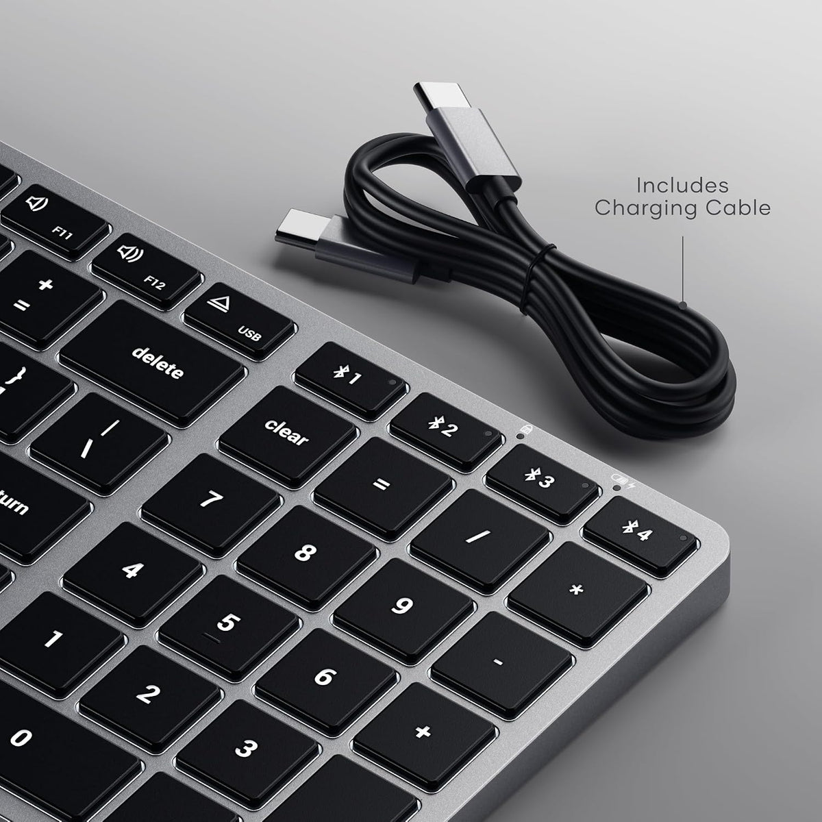 Satechi Slim X2 Bluetooth Backlit Keyboard, Multi-Device Sync, Space Gray