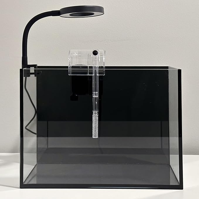 Nano Aquarium kit, Small Betta Fish Aquarium, 2.2 Gallon Rimless Glass Fish Tank with Filter and Light (Black, Essential)