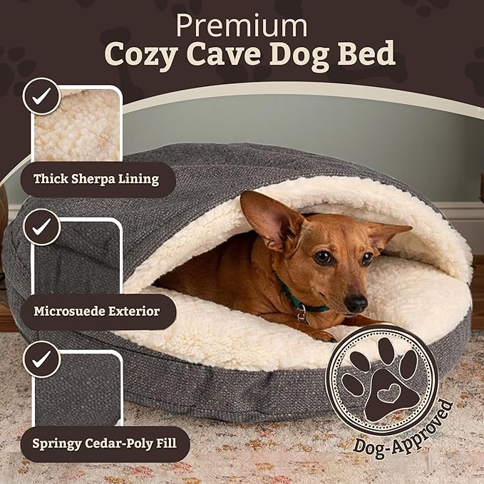 Snoozer Luxury Microsuede Cozy Cave Pet Bed, Show Dog Collection, Small, Merlin Pewter