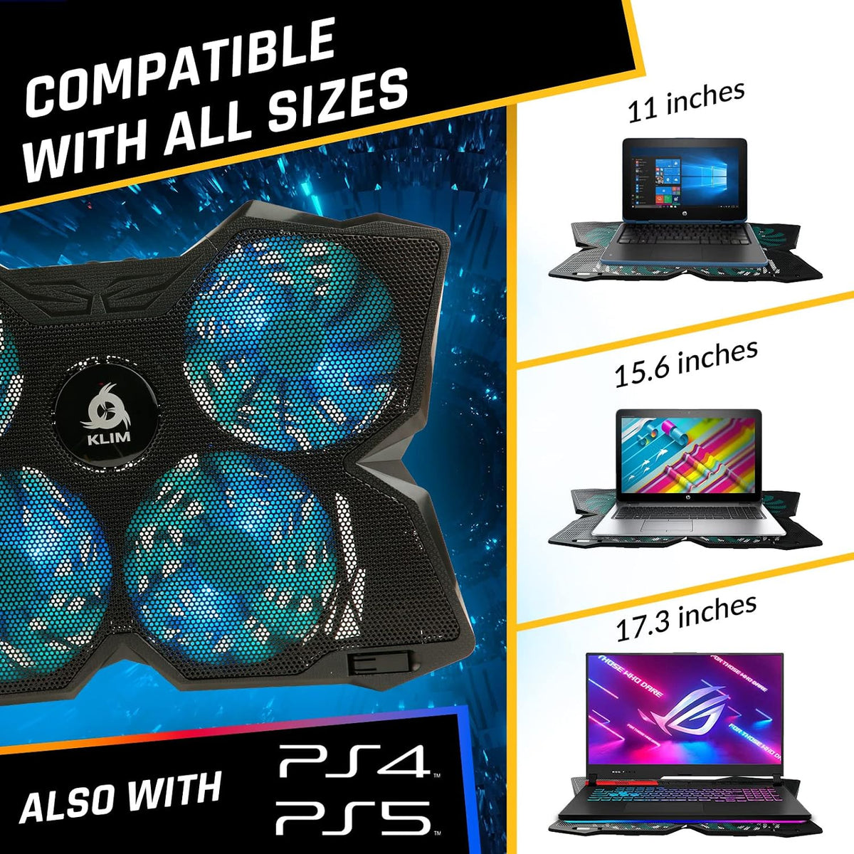 Wind Laptop Cooling Pad with 4 Fans at 1200 RPM, USB Powered Stand
