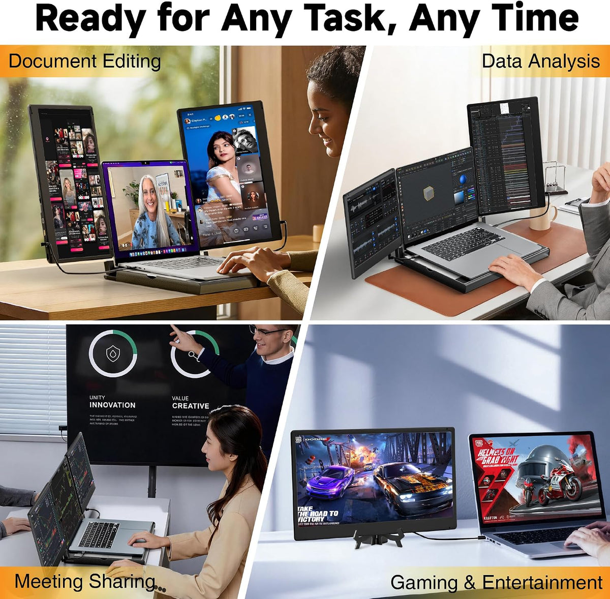 CIDETTY Upgraded Laptop Screen Extender Portable Monitor, 14" 1080P FHD IPS Screen,Monitor Extender for Laptop,Fit for 13-17" Laptops, Plug & Play Compatiable with Wins/Mac/Android/Switch