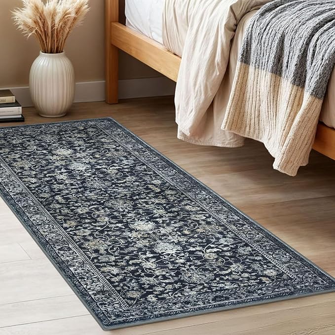 KILOCOCO Hallway Runner 2x5 Rug Runner Printed Vintage Floral Washable Kitchen